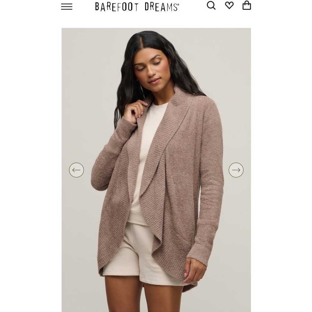 Barefoot Dreams‎ CozyChic Lite Waterfall Cardigan XXS XS Taupe Brown B463 - Picture 8 of 8